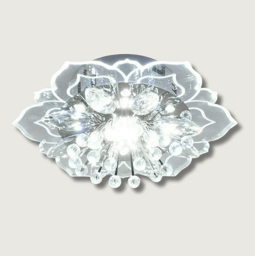 FloraLuxe – LED Crystal Flower Chandelier White Nerason