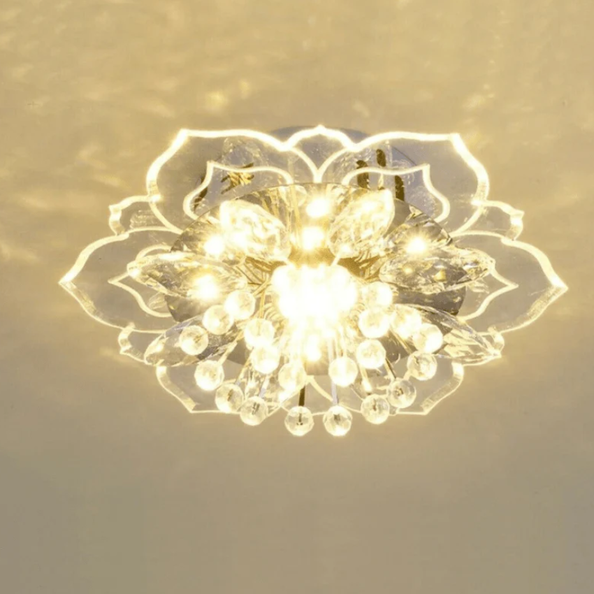 FloraLuxe – LED Crystal Flower Chandelier Warm White Nerason